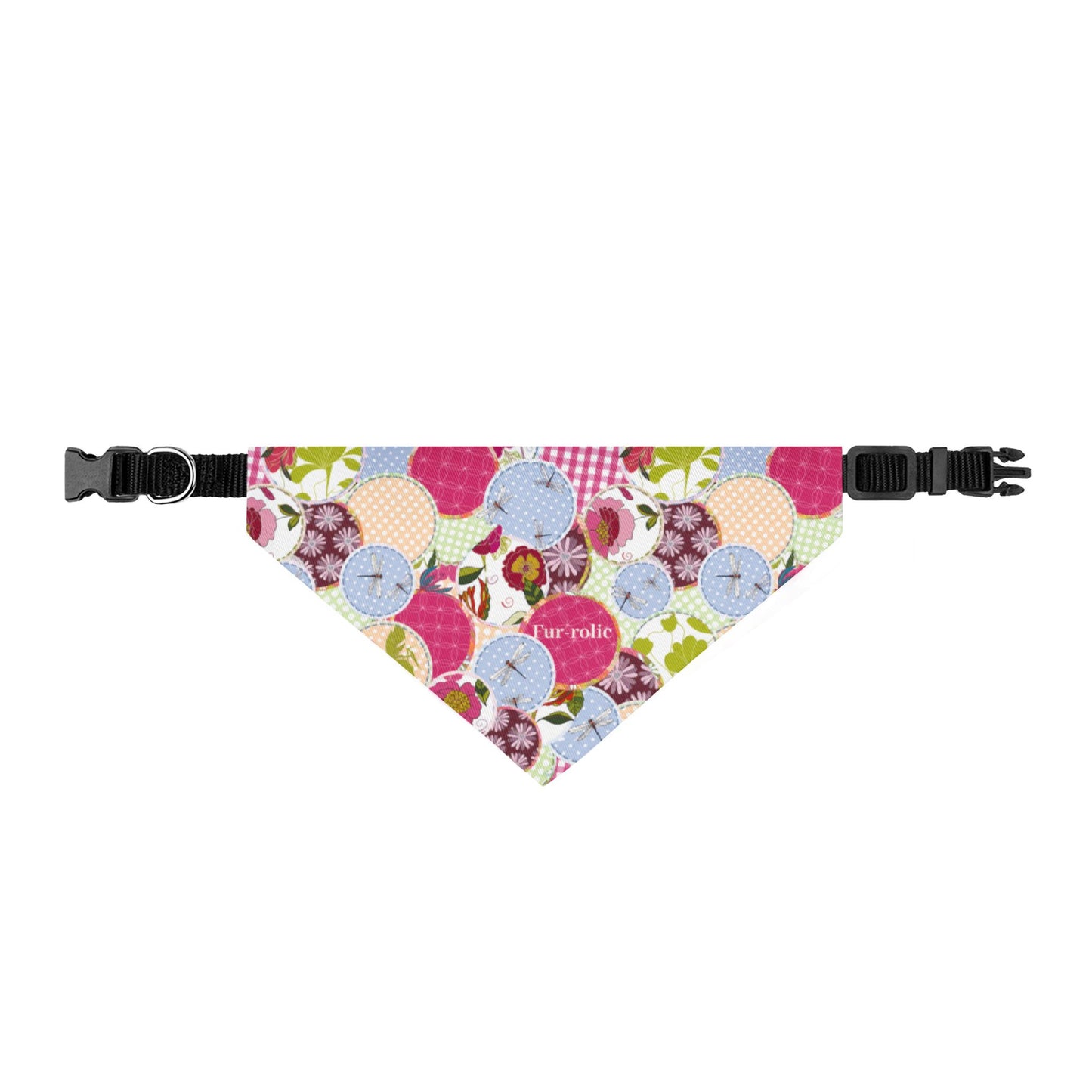 Floral Patchwork LOGO Clip-On Pet Bandana — Pink Spring Dogs & Cats Accessory