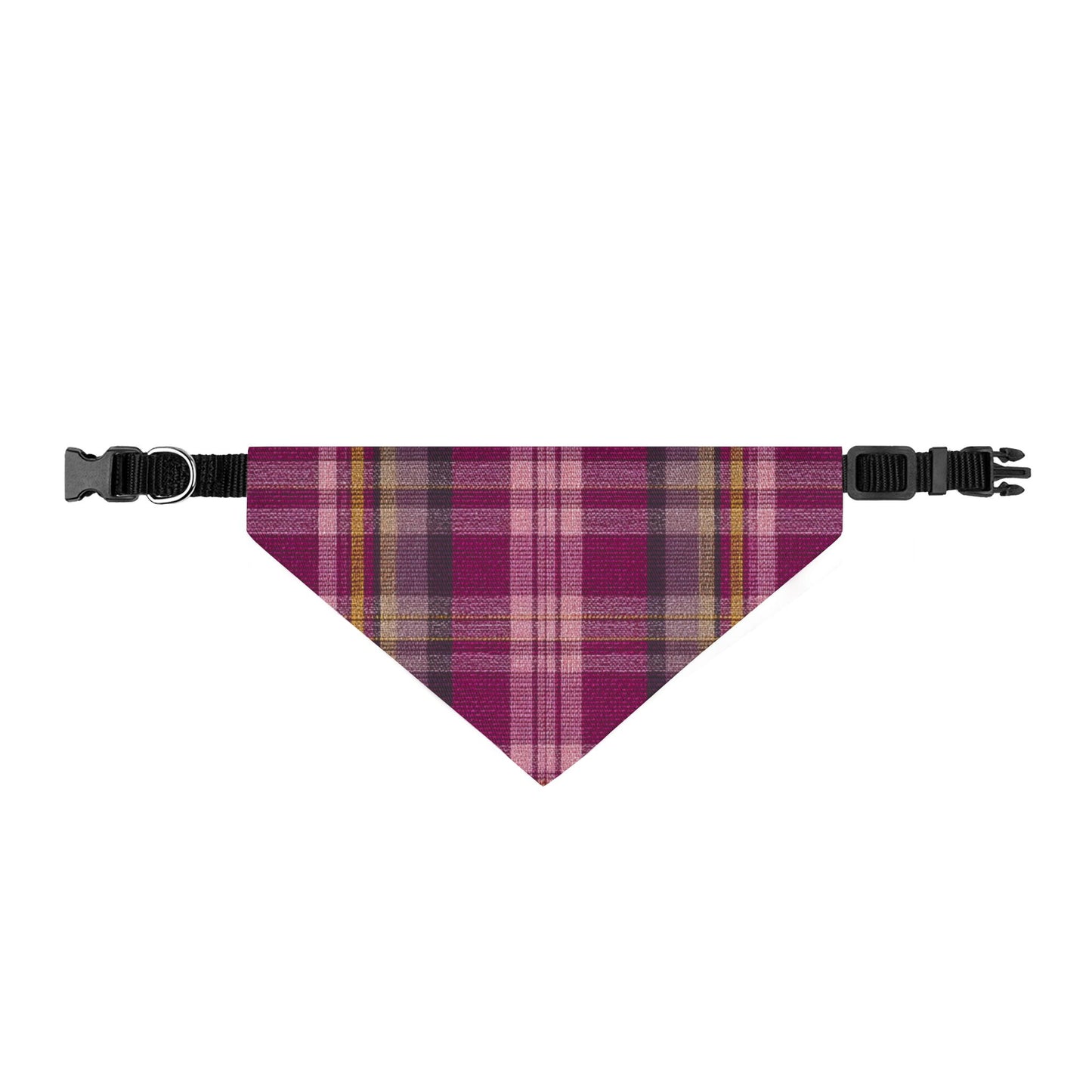 Clip-On Pet Bandana — Plum Plaid