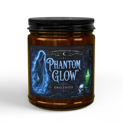 Phantom Glow Soy Candle — Unscented Amber Jar with Black Lid (4oz & 9oz)