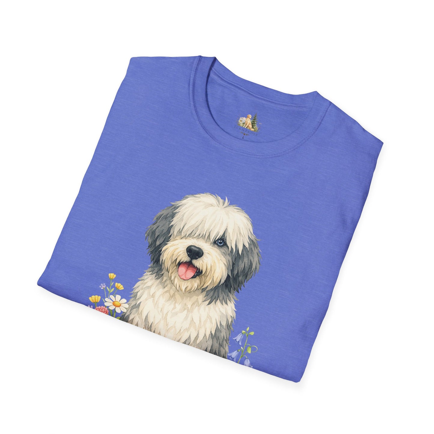 Old English Sheepdog Floral Tee — Cute Dog T‑Shirt for Dog Lovers (Light Weight, Ultra Soft Tee)