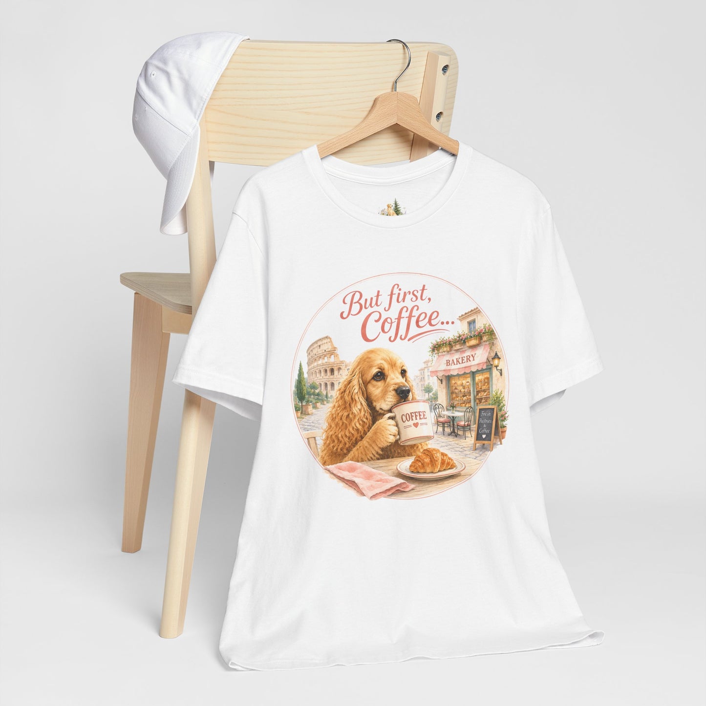 But First Coffee T‑Shirt — Cute Dog Café Graphic Tee