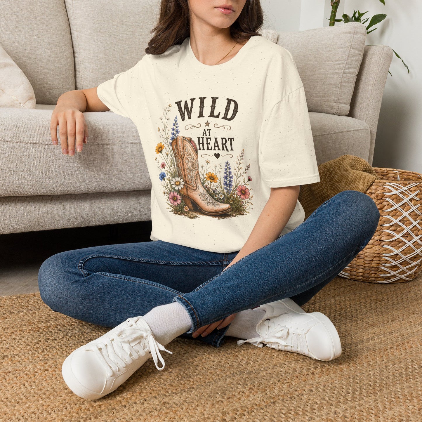 Wild at Heart Cowboy Boot T-Shirt – Floral Western Graphic Tee (Light Weight, Ultra Soft Tee)