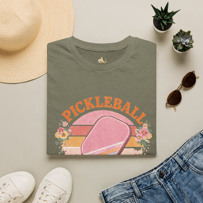 Pickleball Retro Paddle T‑Shirt — Vintage Floral Pickleball Tee Light Weight, Ultra Soft Tee