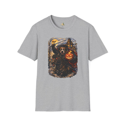 Unisex Halloween Pit Bull Headless Horseman Tee – What Tails Lurk Behind The Pines Collection
