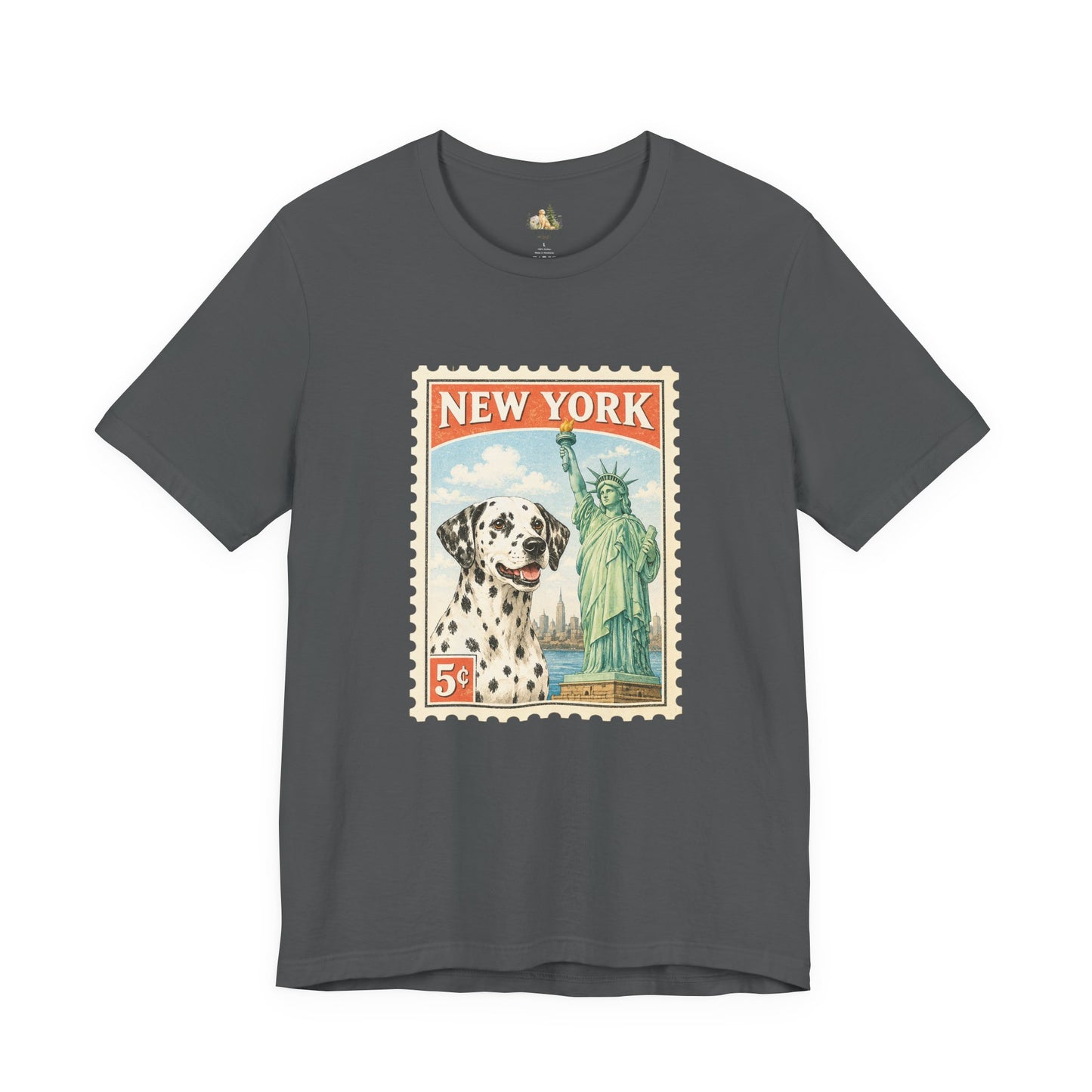 New York Dalmatian T-Shirt | Statue of Liberty Vintage Postage