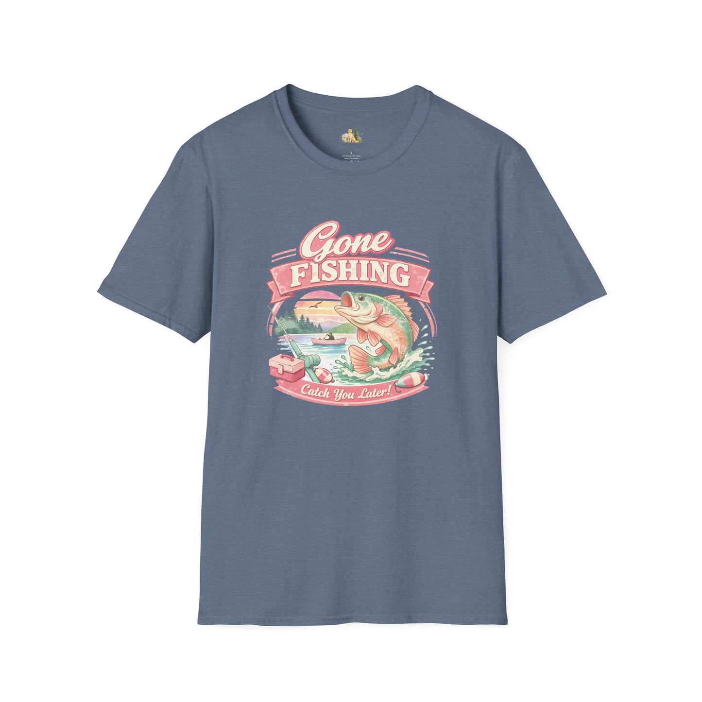 Gone Fishing T-Shirt – Retro Bass Fishing Graphic Tee (Catch You Later) Light Weight, Ultra Soft Tee