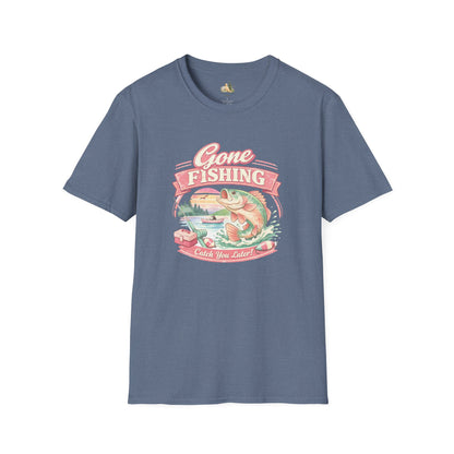 Gone Fishing T-Shirt – Retro Bass Fishing Graphic Tee (Catch You Later) Light Weight, Ultra Soft Tee