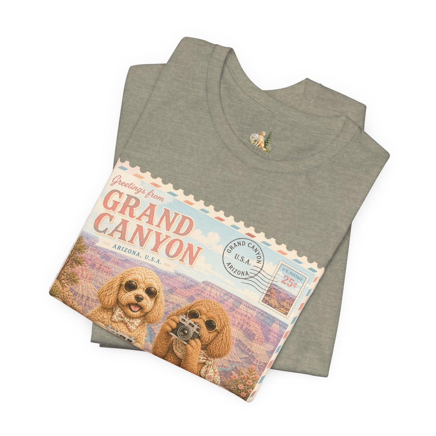 Grand Canyon Pups T-Shirt | Vintage Postcard Dogs Travel Design
