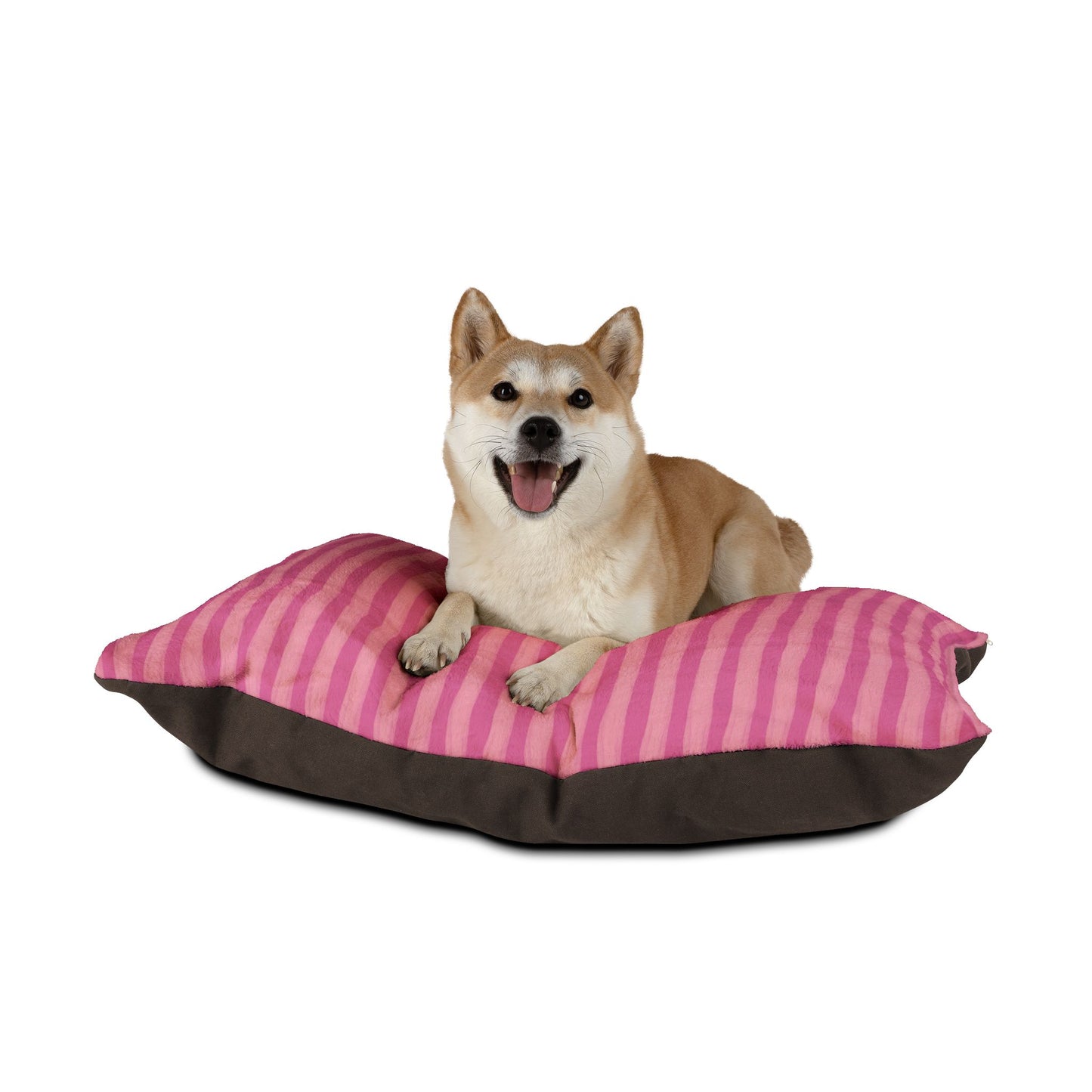 Pink Striped Plush Pet Bed — Soft Cozy Cushion for Dogs & Cats