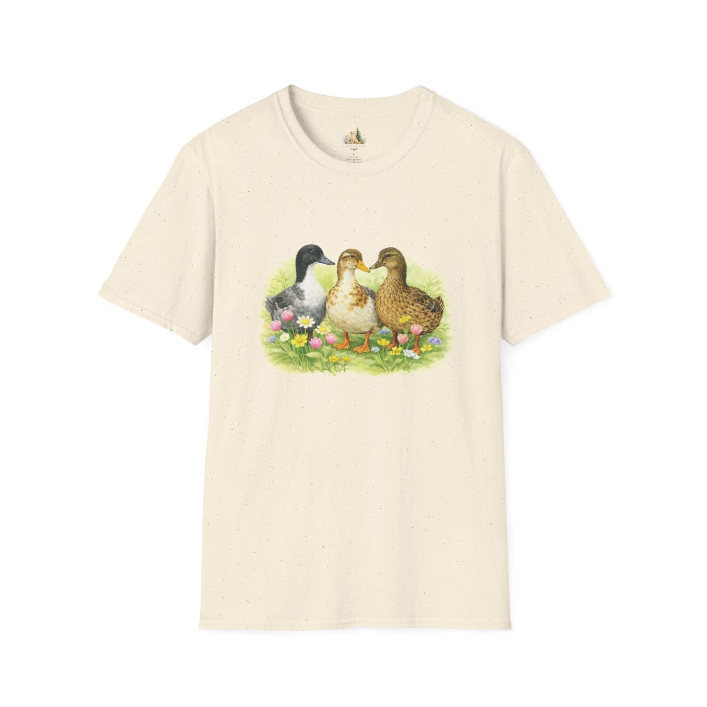 Unisex Spring Duck Family T-Shirt — Cute Ducklings Floral Vintage Tee (Light Weight, Ultra Soft Tee