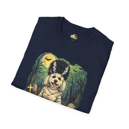 Unisex Halloween Dog Bride Of Barkenstein T-Shirt —What Tails Lurk Behind The Pines Collection