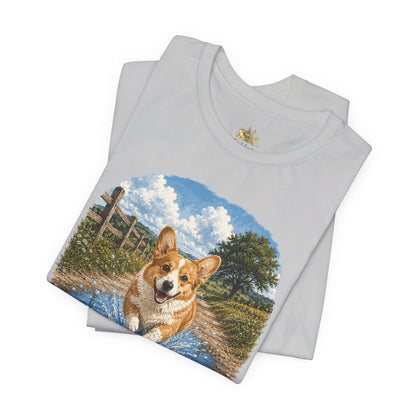 Corgi Splash T-Shirt — Playful Dog Graphic Tee