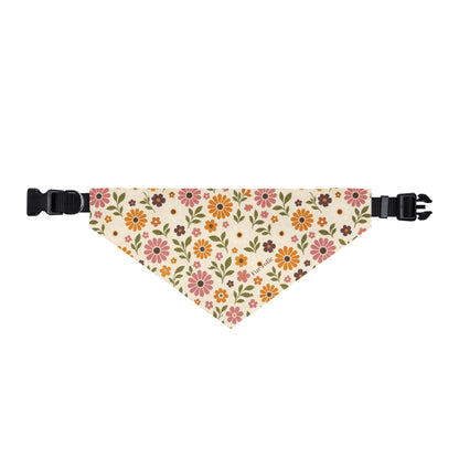 Floral Clip-On Pet Bandana — Vintage Sunflower & Daisy Print for Dogs & Cats