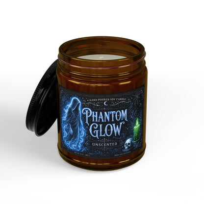 Phantom Glow Soy Candle — Unscented Amber Jar with Black Lid (4oz & 9oz)