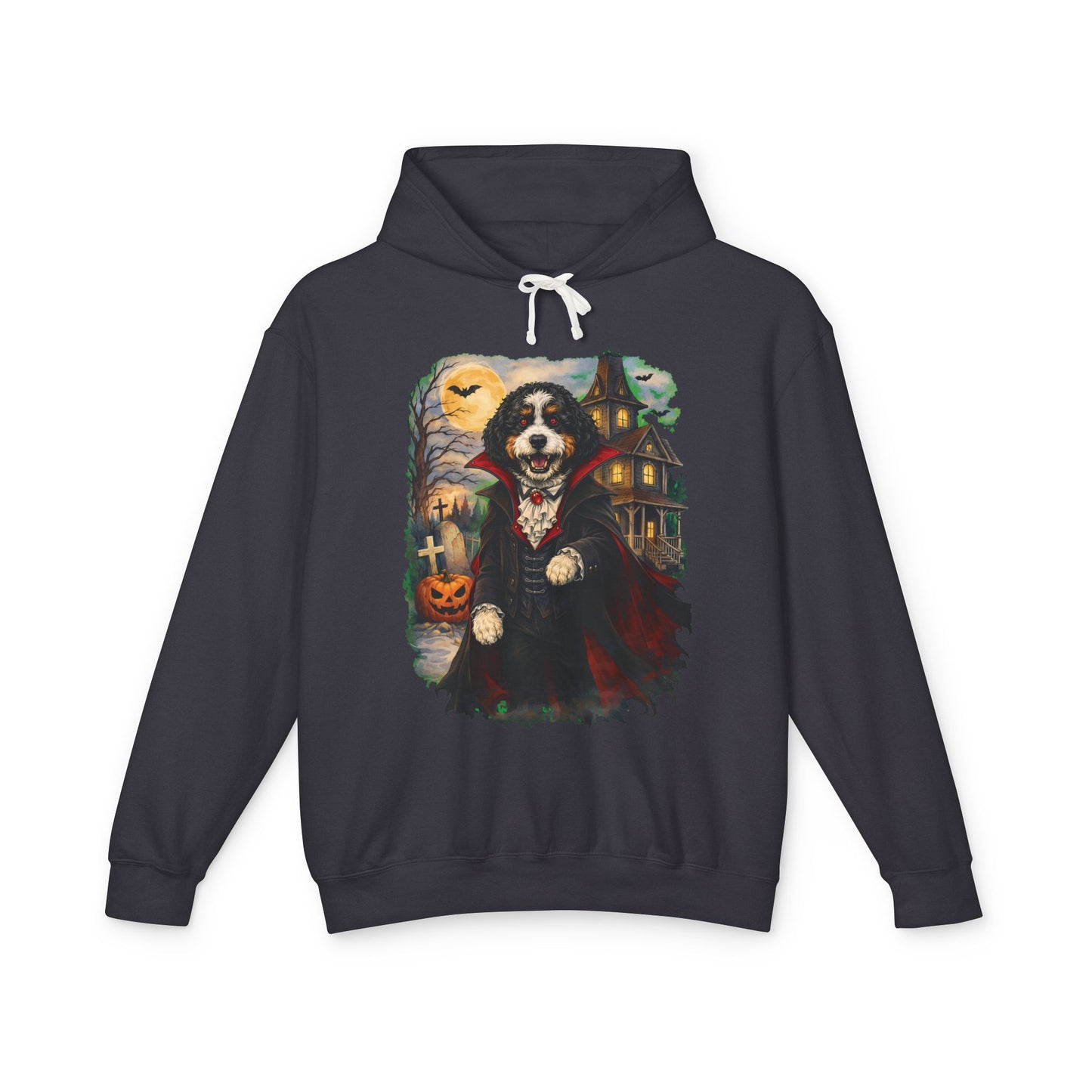 Unisex Halloween Bernese Mountain Dog Hooded Sweatshirt — What Tails Lurk Behind The Pines Collection