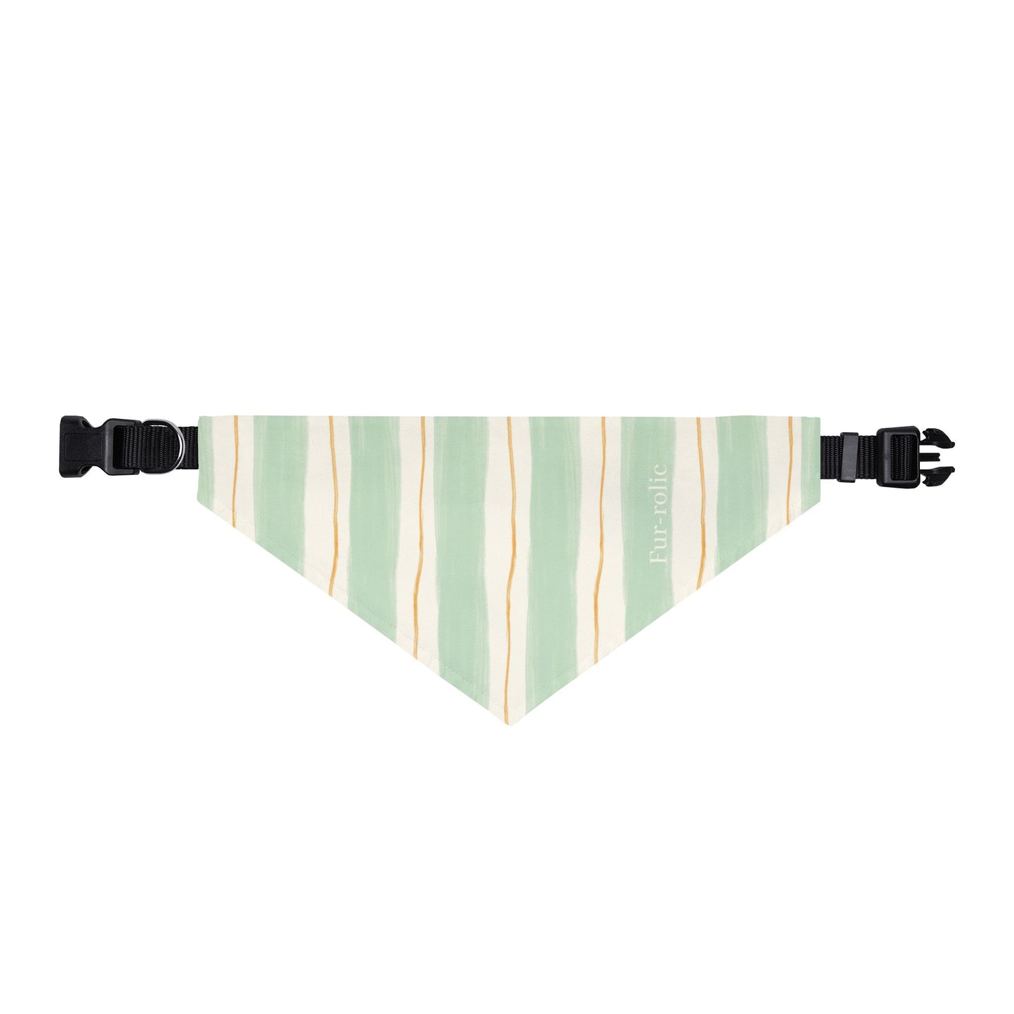 Striped Clip-On Pet Bandana — Mint & Cream Casual Dog Accessory