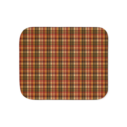 Autumn Plaid Sherpa Blanket — Cozy Fall Throw for Living Room & Cabin