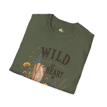 Wild at Heart Cowboy Boot T-Shirt – Floral Western Graphic Tee (Light Weight, Ultra Soft Tee)