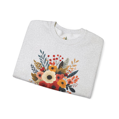 Floral Bouquet Crewneck Sweatshirt — Autumn Wildflower Graphic