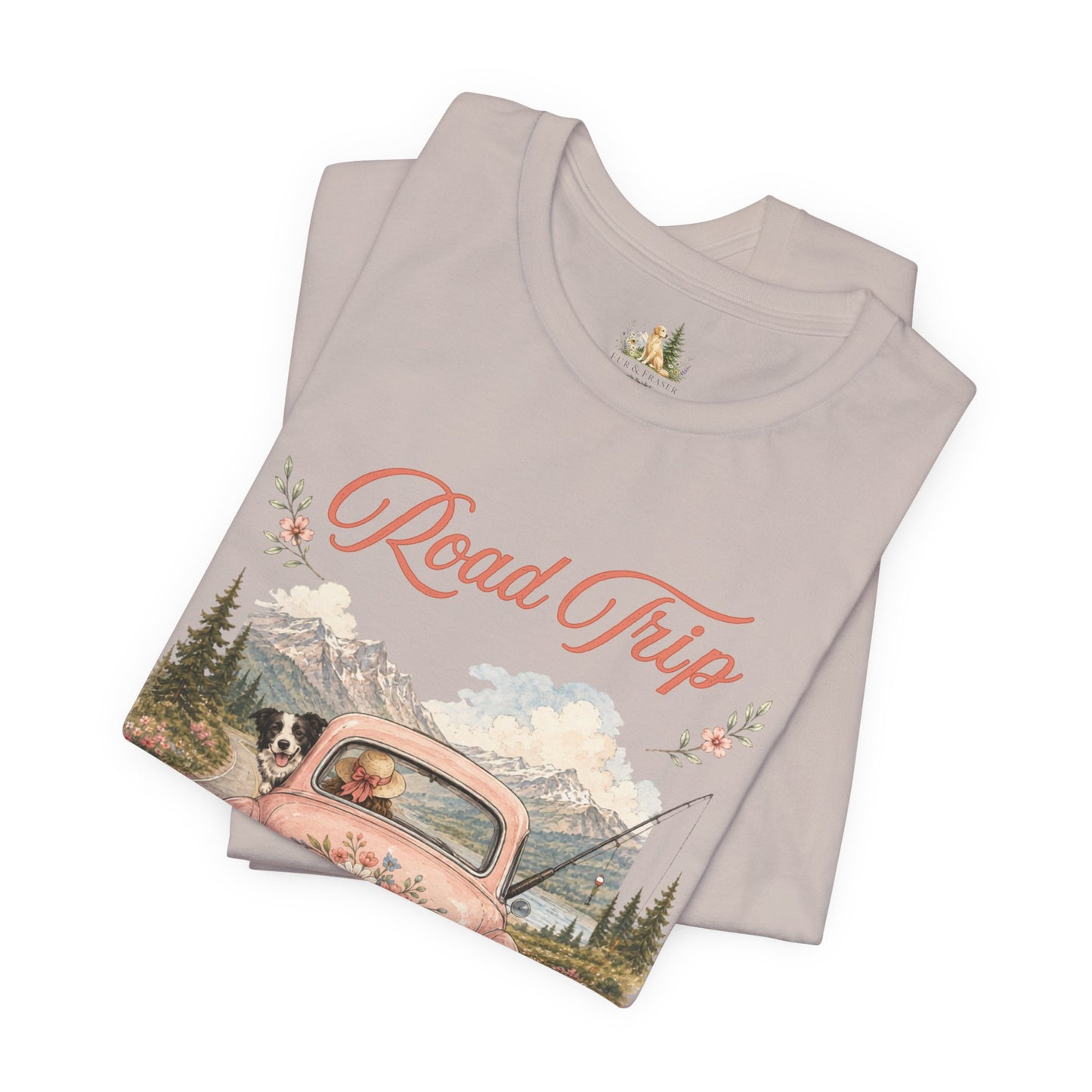 Road Trip Vintage Car T-Shirt — Retro Floral Scenic Drive Tee