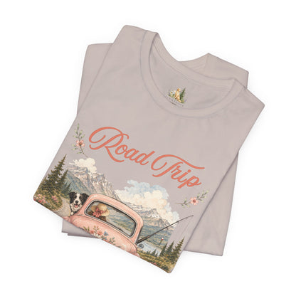 Road Trip Vintage Car T-Shirt — Retro Floral Scenic Drive Tee