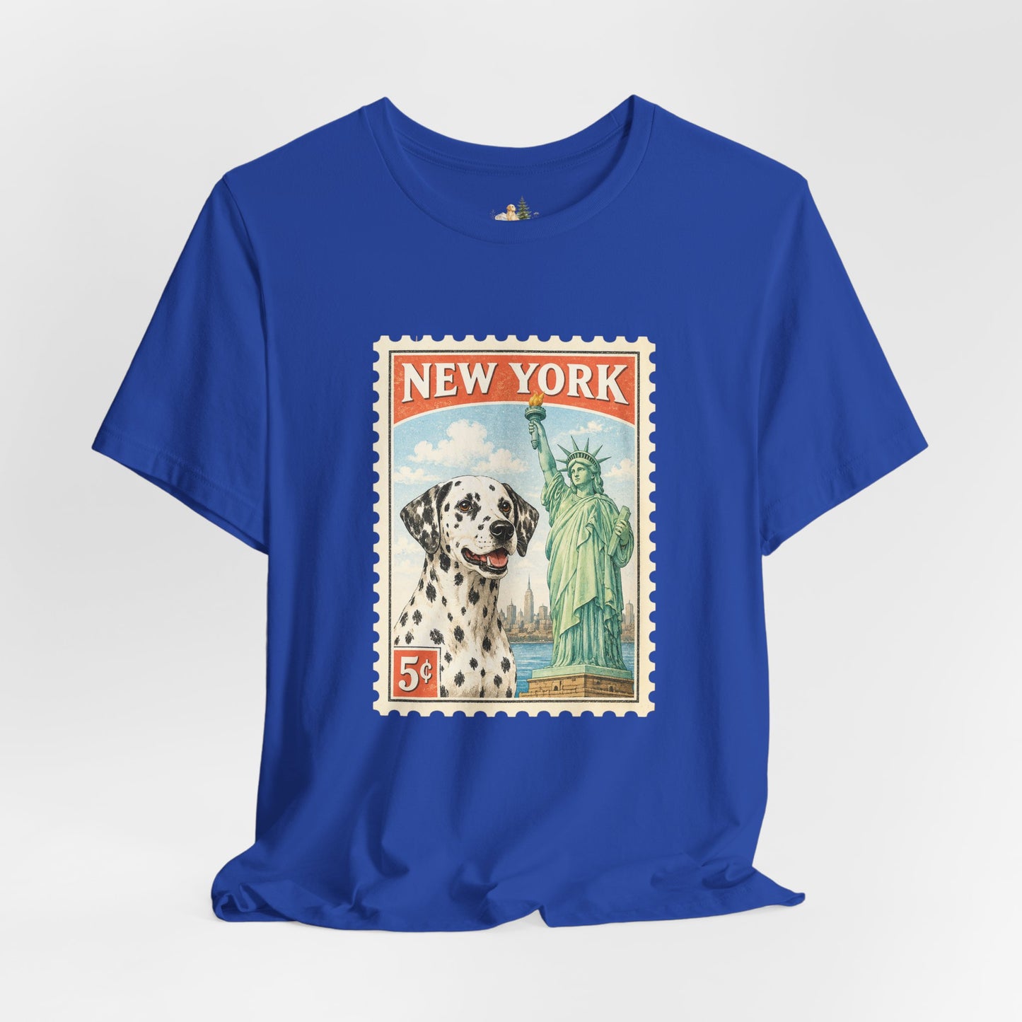 New York Dalmatian T-Shirt | Statue of Liberty Vintage Postage
