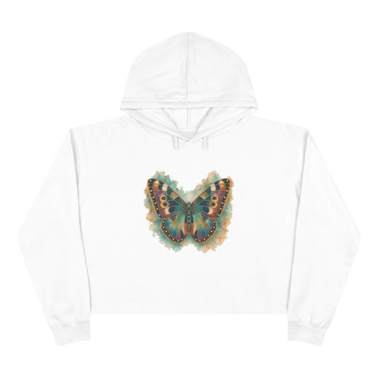 Butterfly Watercolor Crop Hoodie