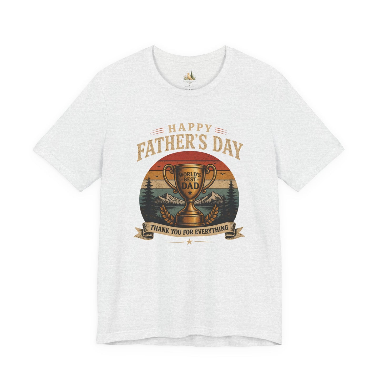 Father's Day Tee — "World's Best Dad" Trophy Vintage Camping Shirt