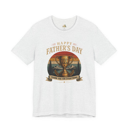 Father's Day Tee — "World's Best Dad" Trophy Vintage Camping Shirt