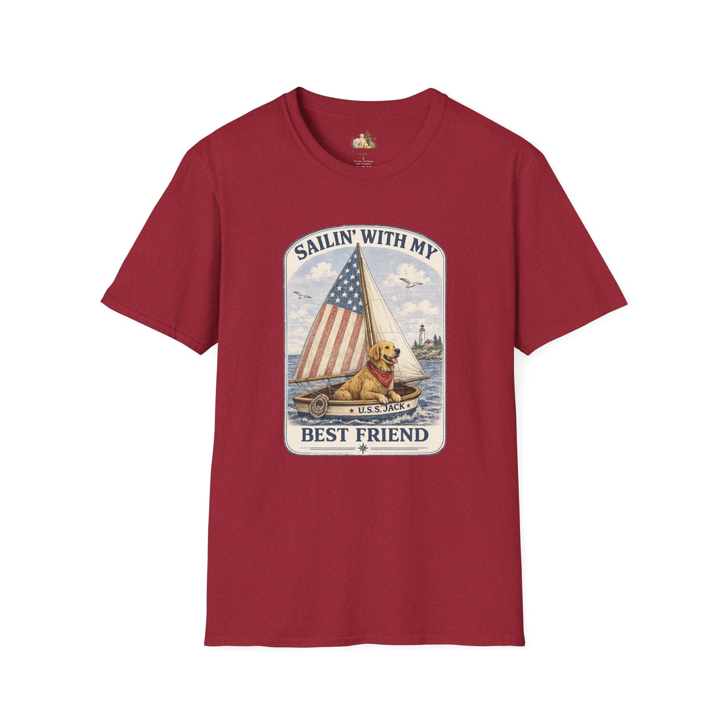 Sailin' With My Best Friend T-Shirt – Patriotic Labrador Dog Sailing Tee (Light Weight, Ultra Soft T-shirt)