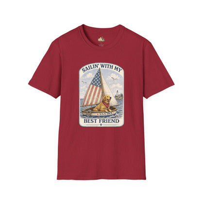 Sailin' With My Best Friend T-Shirt – Patriotic Labrador Dog Sailing Tee (Light Weight, Ultra Soft T-shirt)