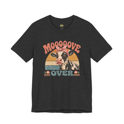 Moooove Over Cow Graphic Tee — Retro Farm Animal Shirt for Women & Men