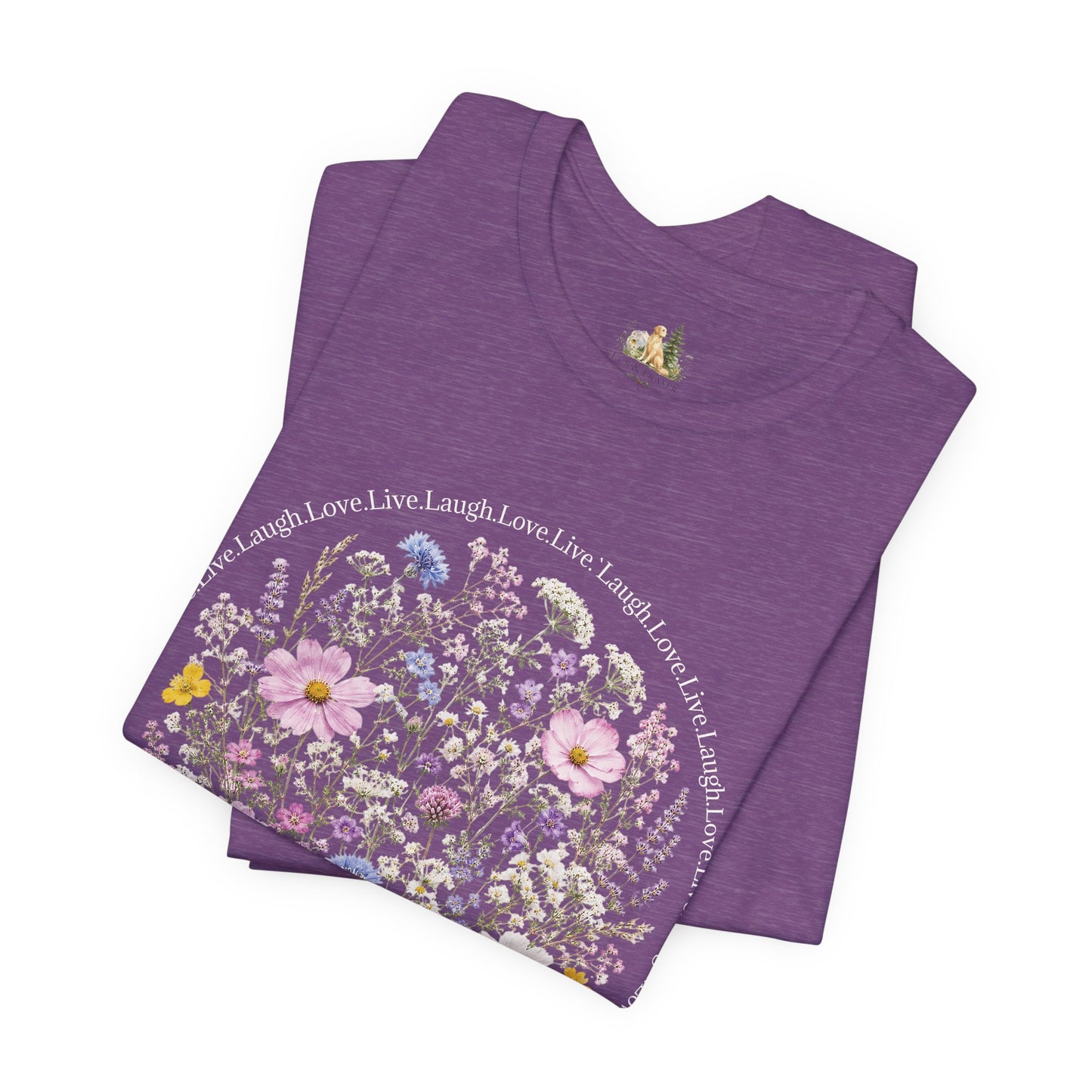 Wildflower Circle T-Shirt — Floral 'Love' Typography Tee