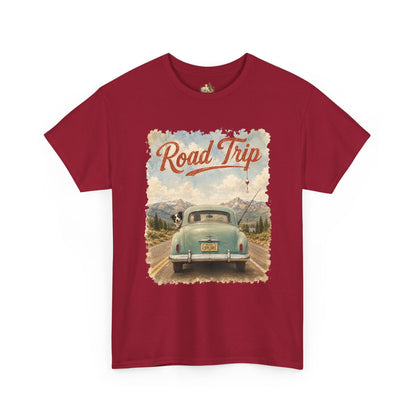 Road Trip Vintage Car T-Shirt - Retro Scenic Travel Tee (heavy Weight Tee)