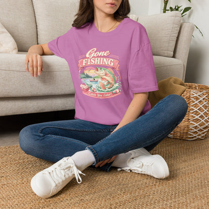 Gone Fishing T-Shirt – Retro Bass Fishing Graphic Tee (Catch You Later) Light Weight, Ultra Soft Tee