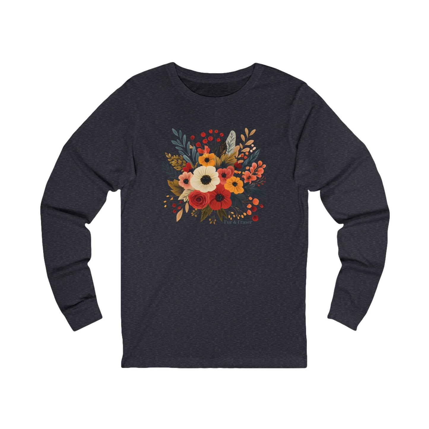 Women's Floral Bouquet Long Sleeve Tee — Autumn Wildflower Graphic