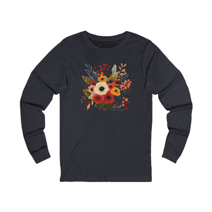 Women's Floral Bouquet Long Sleeve Tee — Autumn Wildflower Graphic