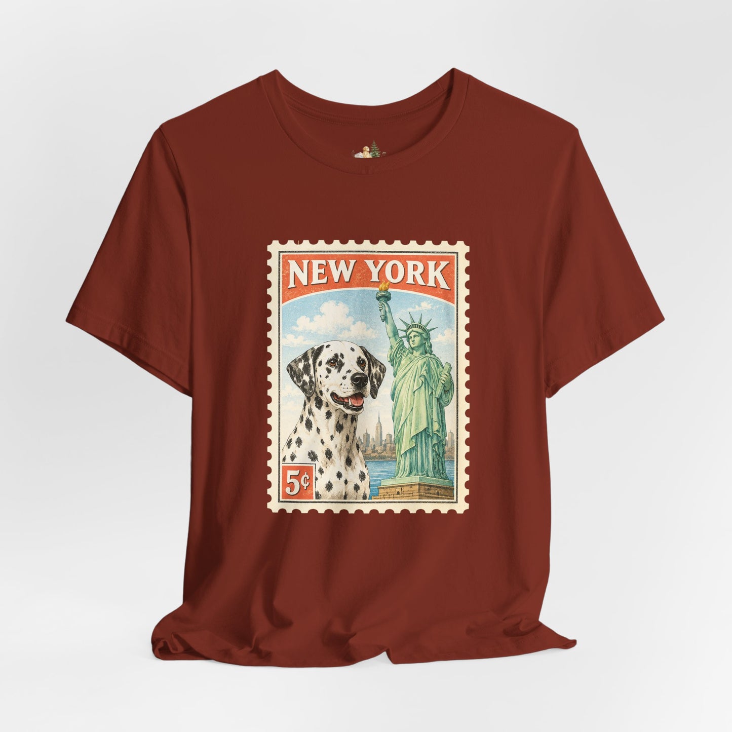 New York Dalmatian T-Shirt | Statue of Liberty Vintage Postage