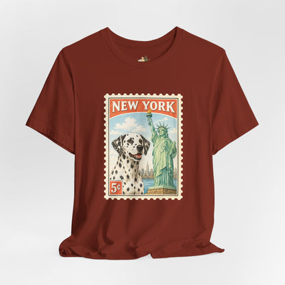 New York Dalmatian T-Shirt | Statue of Liberty Vintage Postage