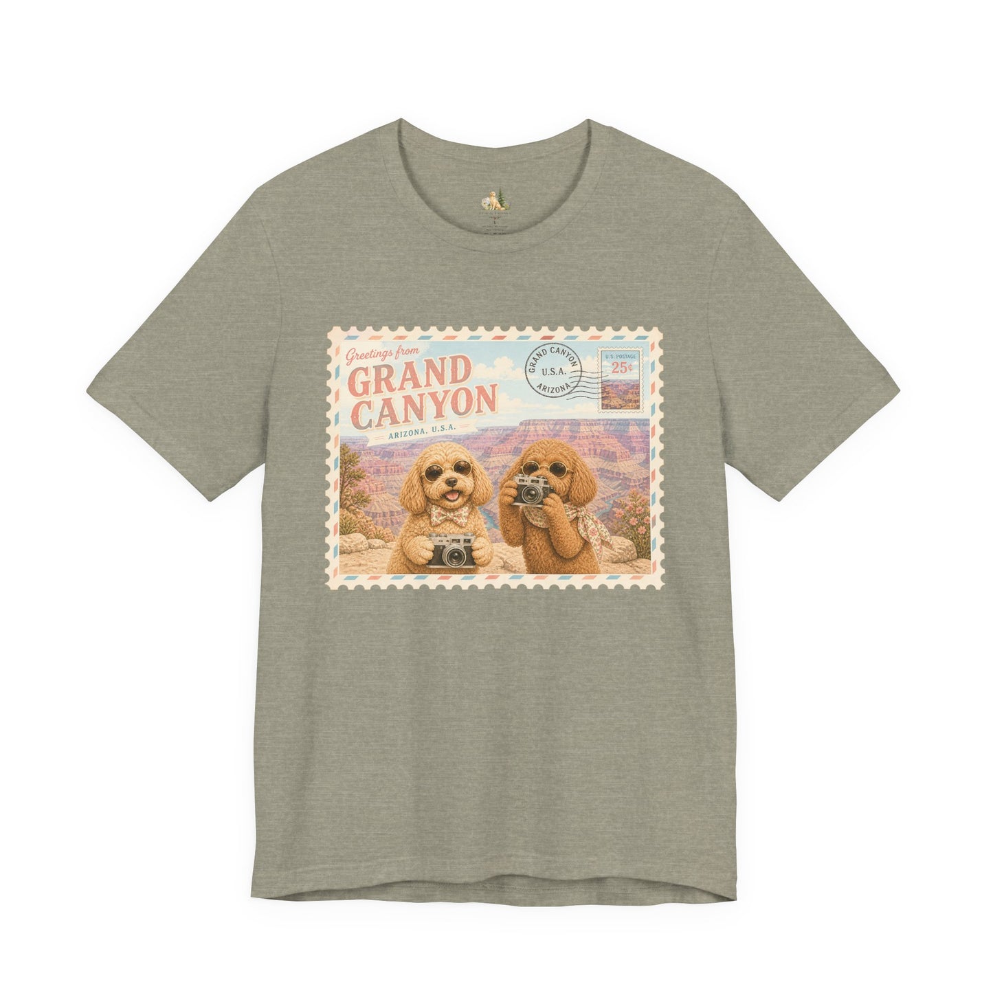 Grand Canyon Pups T-Shirt | Vintage Postcard Dogs Travel Design