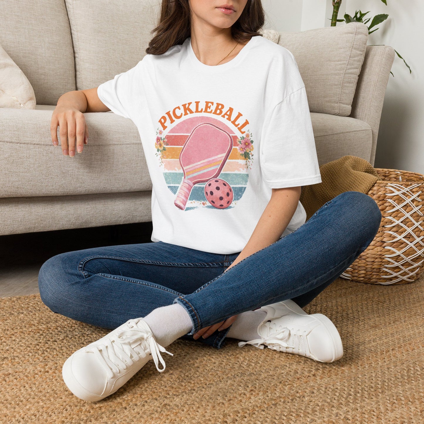Pickleball Retro Paddle T‑Shirt — Vintage Floral Pickleball Tee Light Weight, Ultra Soft Tee