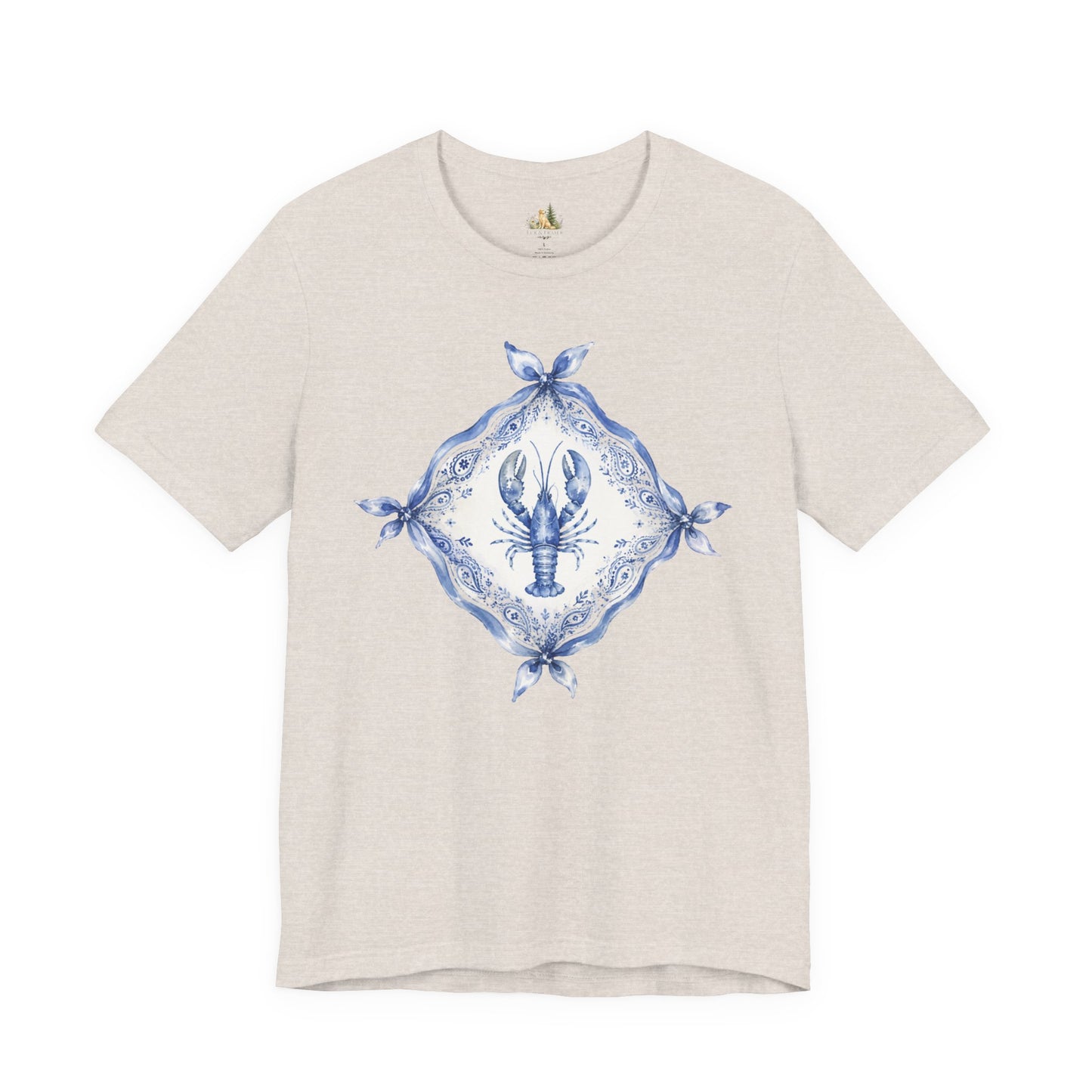 T-Shirt — Blue Delft Lobster Bandana Graphic Tee