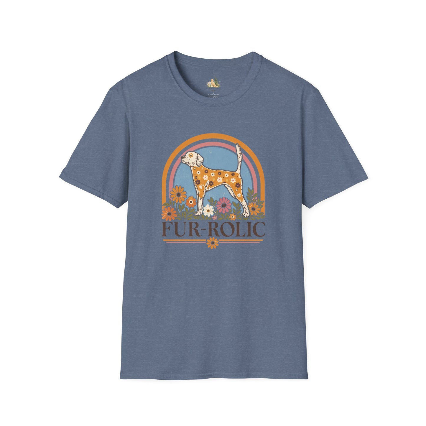 Dog Floral T-Shirt — 'Fur-Rolic' Retro Rainbow Canine Tee