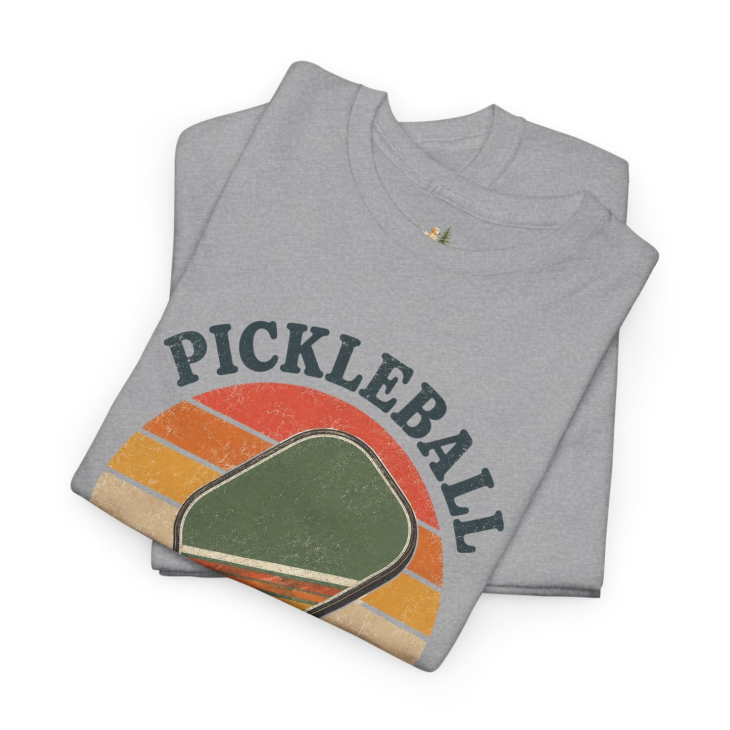Pickleball Retro Paddle T-Shirt — Vintage Sunset Pickleball Tee (Heavy Weight Tee)