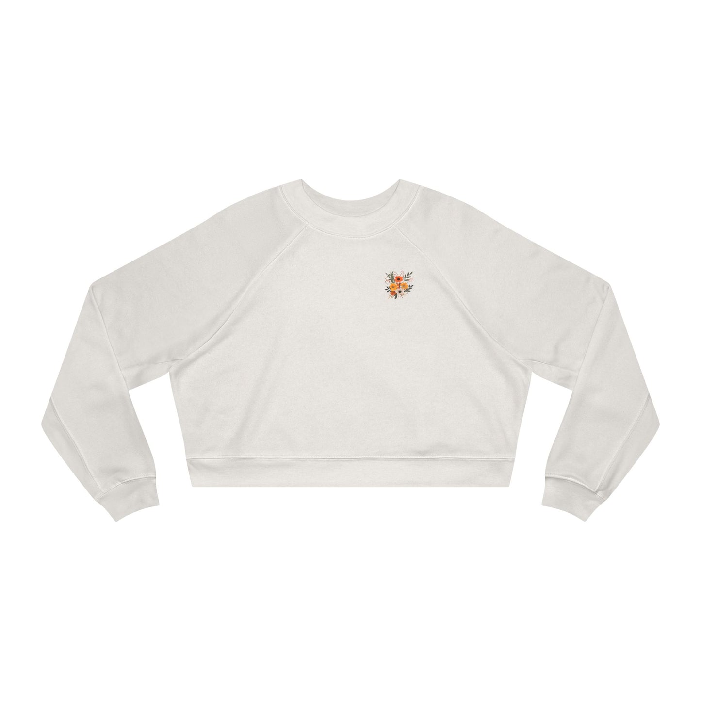 Cropped Pullover — Tiny Fiery Flowers Embroidered Fleece