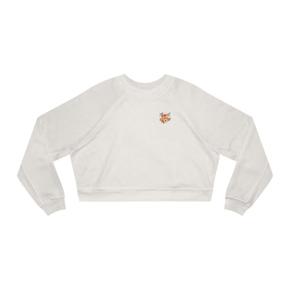 Cropped Pullover — Tiny Fiery Flowers Embroidered Fleece