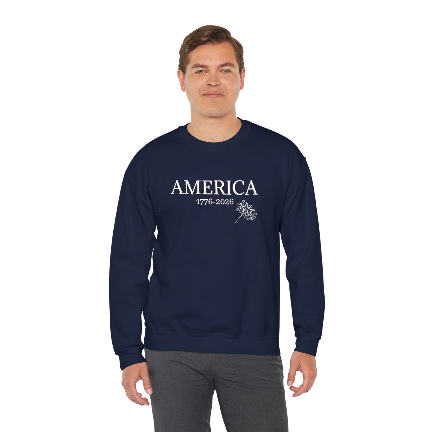 Unisex Embroidered America 1776-2026 Unisex Crewneck Sweatshirt — Patriotic Design