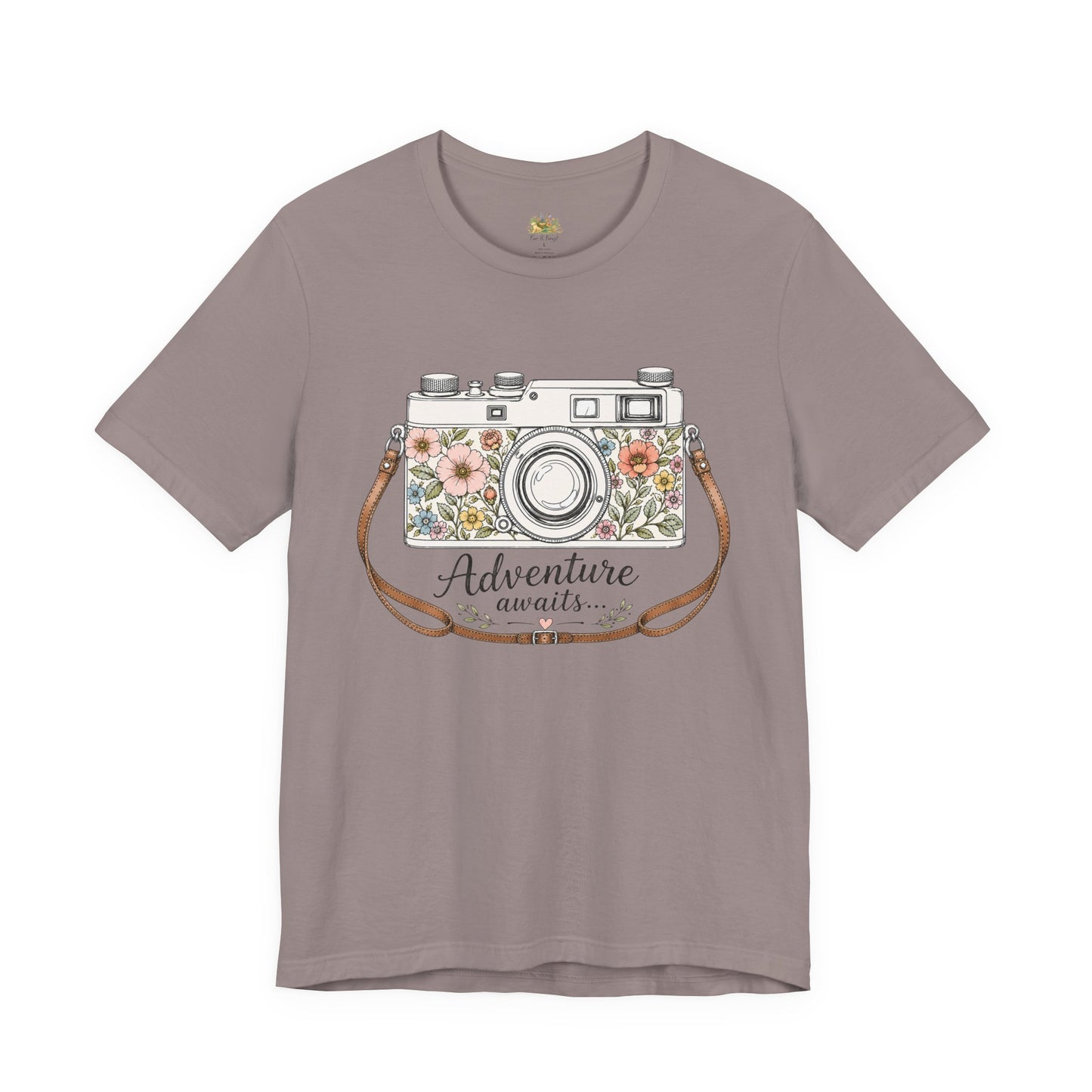 Floral Vintage Camera Adventure Awaits T-Shirt | Photography Travel Tee