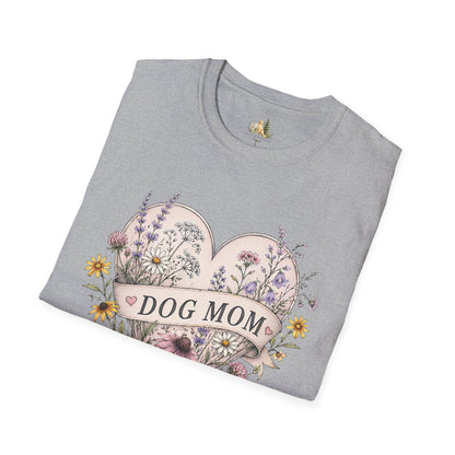 Dog Mom Floral Heart T-Shirt (Light Weight, Ultra Soft)