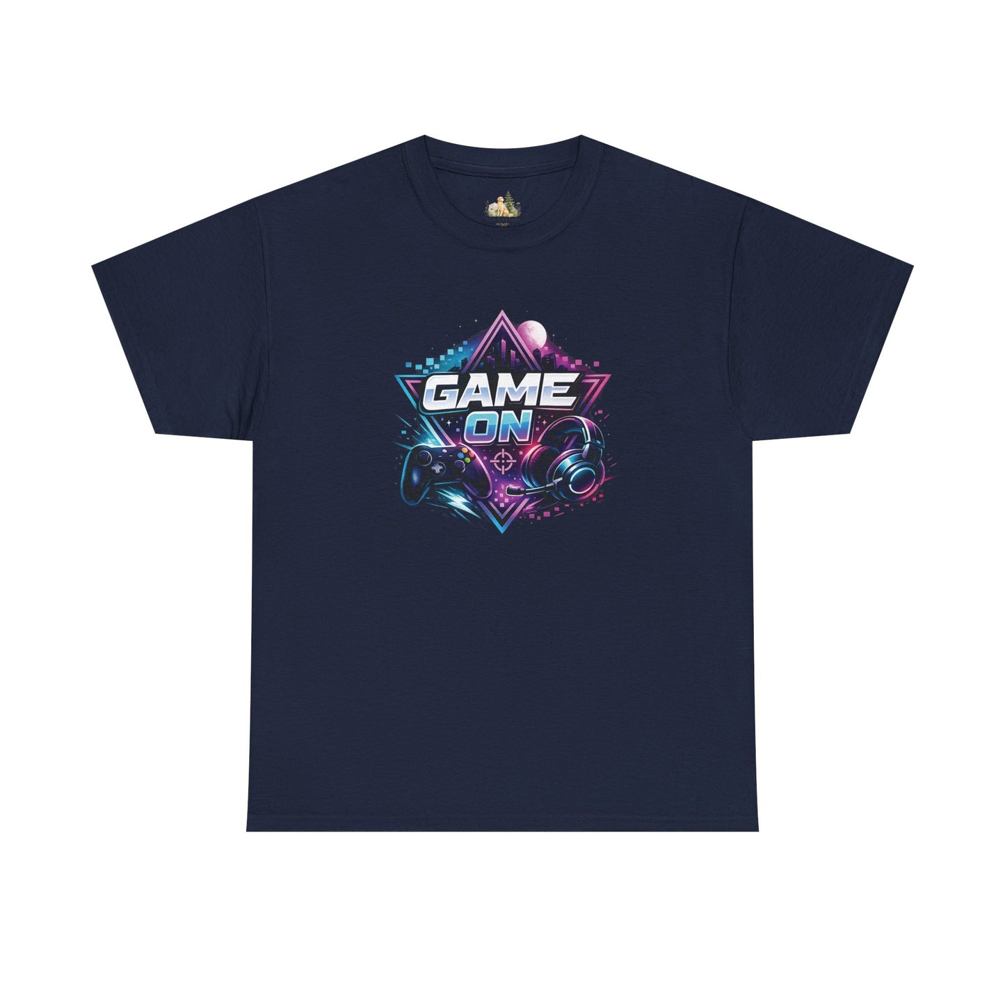 Game On T-Shirt — Retro Neon Gamer Tee with Controller Graphic (Heavy Weight Tee)